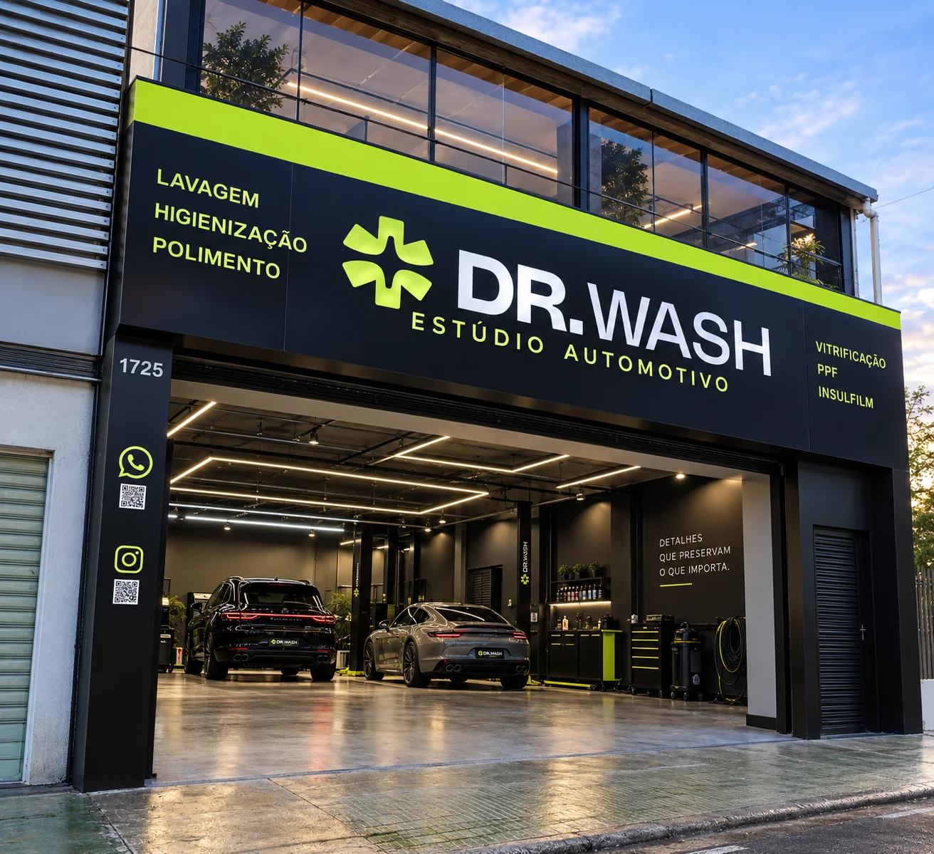 Fachada da Dr. Wash Estúdio Automotivo em São Caetano do Sul
